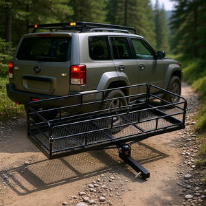 Portapacchi in acciaio da 60 x 24 x 14 pollici con montaggio su gancio traino, capacità 500 libbre per SUV, con strisce riflettenti di sicurezza - Product Image 2