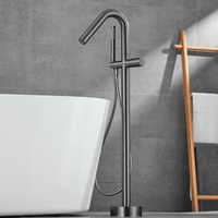 Robinet de baignoire sur pied à une poignée Azeta avec douchette Robinet de baignoire en laiton doré brossé