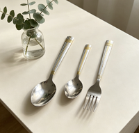 Lot de cuillères de table en acier inoxydable avec poignée gaufrée, couleur argent, faible MOQ pour les distributeurs en gros