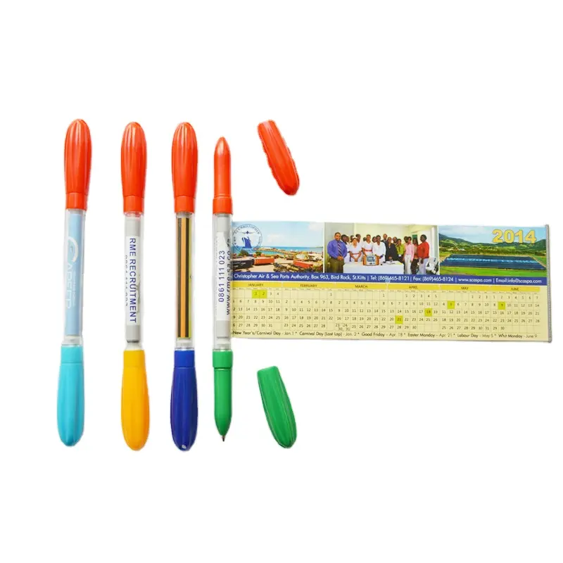 ราคาถูก double sided ball ปากกาปฏิทิน retractable ปากกาแบนเนอร์โฆษณาดึงแบนเนอร์ปากกา