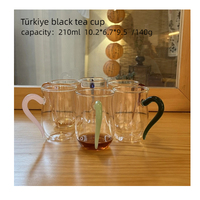Mug à thé en verre borosilicate de 240 ml, design moderne et minimaliste, résistant à la chaleur, passe au lave-vaisselle, cadeau élégant avec poignée en forme de cœur