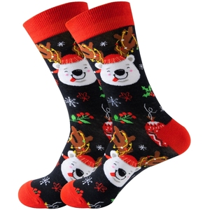 Chaussettes en coton tricotées <span class=keywords><strong>fantaisie</strong></span> de haute qualité pour l'automne et Noël, motif jacquard Père Noël et sapin de Noël, amusantes, séchage rapide pour les fêtes - Product Image 4