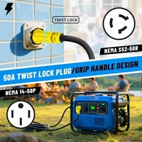 كابل طاقة 50 أمبير بـ 4 أسنان أصفر NEMA 14-50P إلى SS2 50R للاستخدام في المقطورات والكرفانات والمنازل المتنقلة