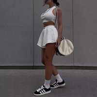 L801028 Ensemble de vêtements de détente personnalisés pour femmes Débardeur côtelé Y2k Soutien-gorge de sport Jogger ample Sweat vierge Ensemble short 2 pièces pour femmes
