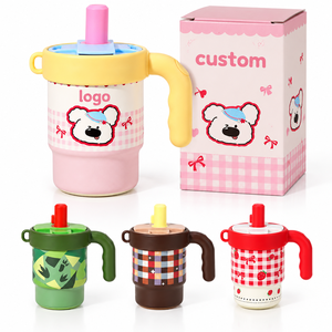 Venta al por mayor: Taza térmica mini de leche personalizada de 20oz, de acero inoxidable 316, con aislamiento al vacío, bonita y linda, con tapa, asa y pajita para niños y escuela. - Product Image 1