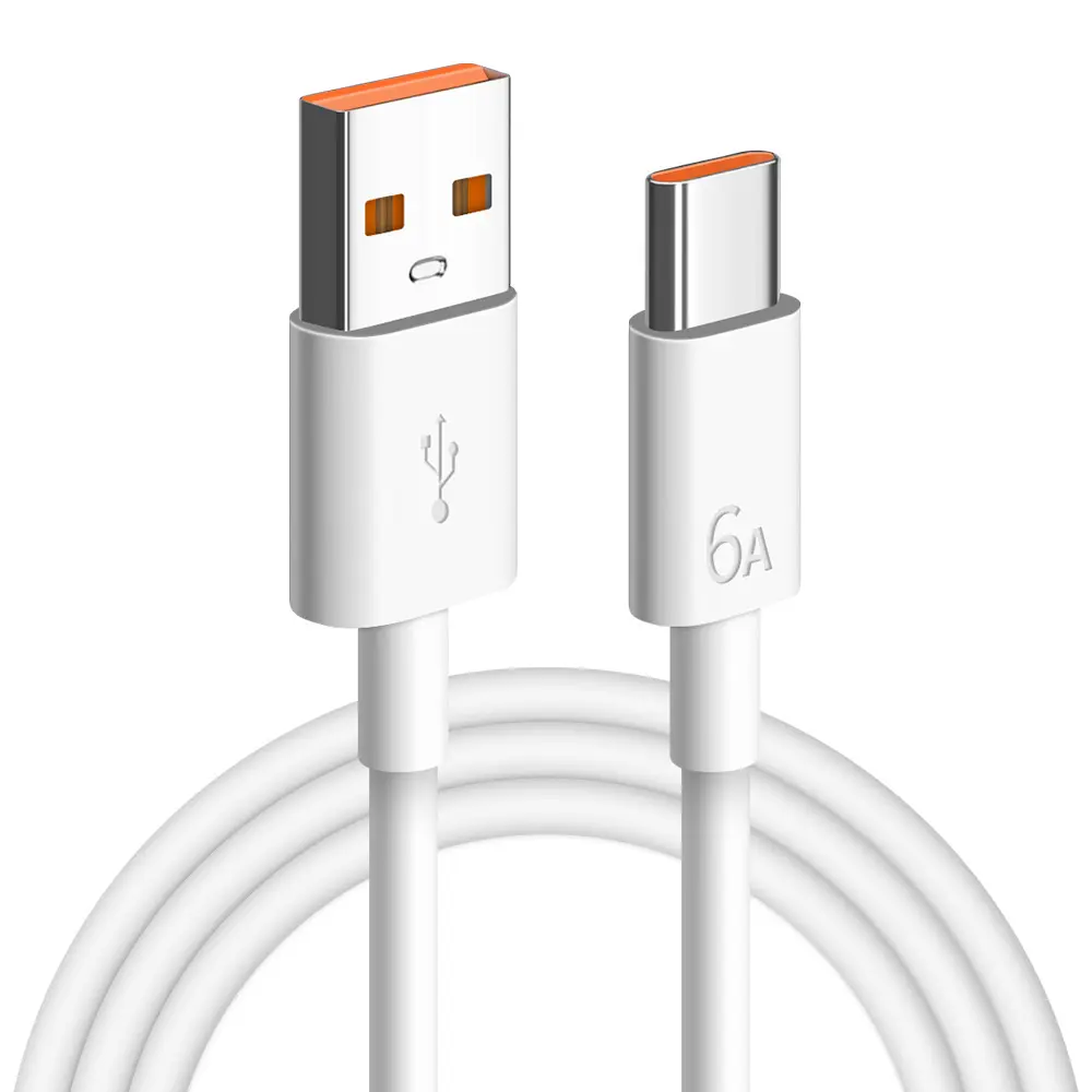 TYPE-C flash charging orange rubber core 66W charging wire applicable to Huawei Xiaomi LeTV 6A super PD fast charging data cable