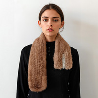 Gestrickter Schal aus Nerzfell für Damen, doppelseitig, verdickt, warm, mit gekreuztem Fellkragen, Snood im koreanischen Stil, vielseitig einsetzbar
