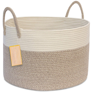 Wholesale Extra Large Set Baby Toys Woven Plant Cotton Rope Storage Laundry Basket with Lid and Handle