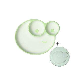 Baby Feeding Tableware Set <b>Large</b> Two-Tone Silicone Suction <b>Plate</b> Bowl Divided for Kids' Use - Product Image 2