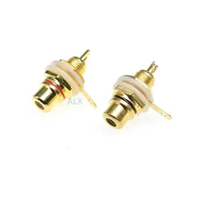 Panel Mount Gold Plated RCA Female plug Jack Audio Socket Amplifier Chassis Phono Connector with nut solder cup