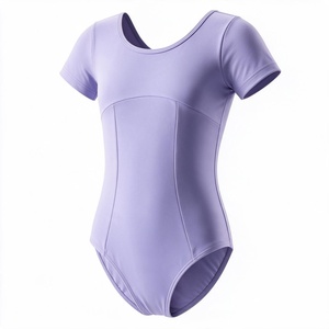 Justaucorps de danse pour femmes à manches courtes, t-shirt de ballet moulant, unitard d'entraînement, tenue de scène - Product Image 4