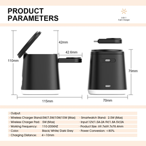 KC ROHS เครื่องชาร์จไร้สายที่ได้รับการรับรองจาก ROHS 15W 4 5 6 <span class=keywords><strong>7</strong></span> in 1สถานีชาร์จเร็วแม่เหล็กพับได้ป้องกันด้วยแสงกลางคืน - Product Image 6