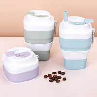 Vente en gros de tasses à café pliables en silicone personnalisées pour les voyages, gobelets à eau réutilisables pliables
