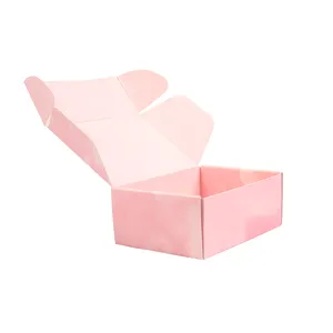 Custom printed pink color printed corrugated shipping mailer box for clothing packaging