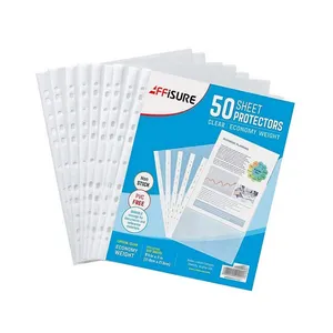 Acid and PVC Free, Clear Plastic Design PP Material A4 File Bag 11 Holes Sheet Protector Lightweight Binder Sleeves