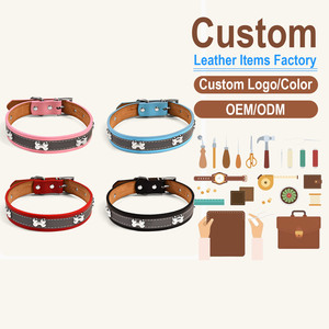 PU Leather Bone Shaped Reflective Pet <b>Collar</b> Safety Night Walk Dog <b>Cat</b> Neck Strap with Anti Lost D Ring Outdoor Adventures - Product Image 1
