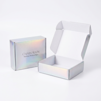 Boîte d'expédition personnalisée avec logo holographique, revêtement UV, carton ondulé épaissi, emballage cosmétique, boîte de colisage