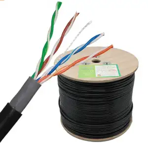 Cable UTP cat5e a prueba de agua de 24AWG, Lan, red exterior, chaqueta de PE, cable Ethernet