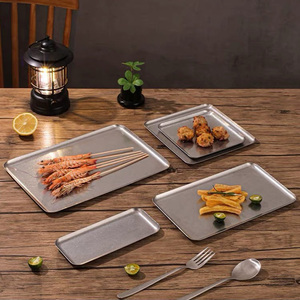 Plaque de service décorative vintage en acier inoxydable pour <span class=keywords><strong>plancha</strong></span>, plateau de présentation argenté pour restaurant, café, maison – Vente directe usine - Product Image 6