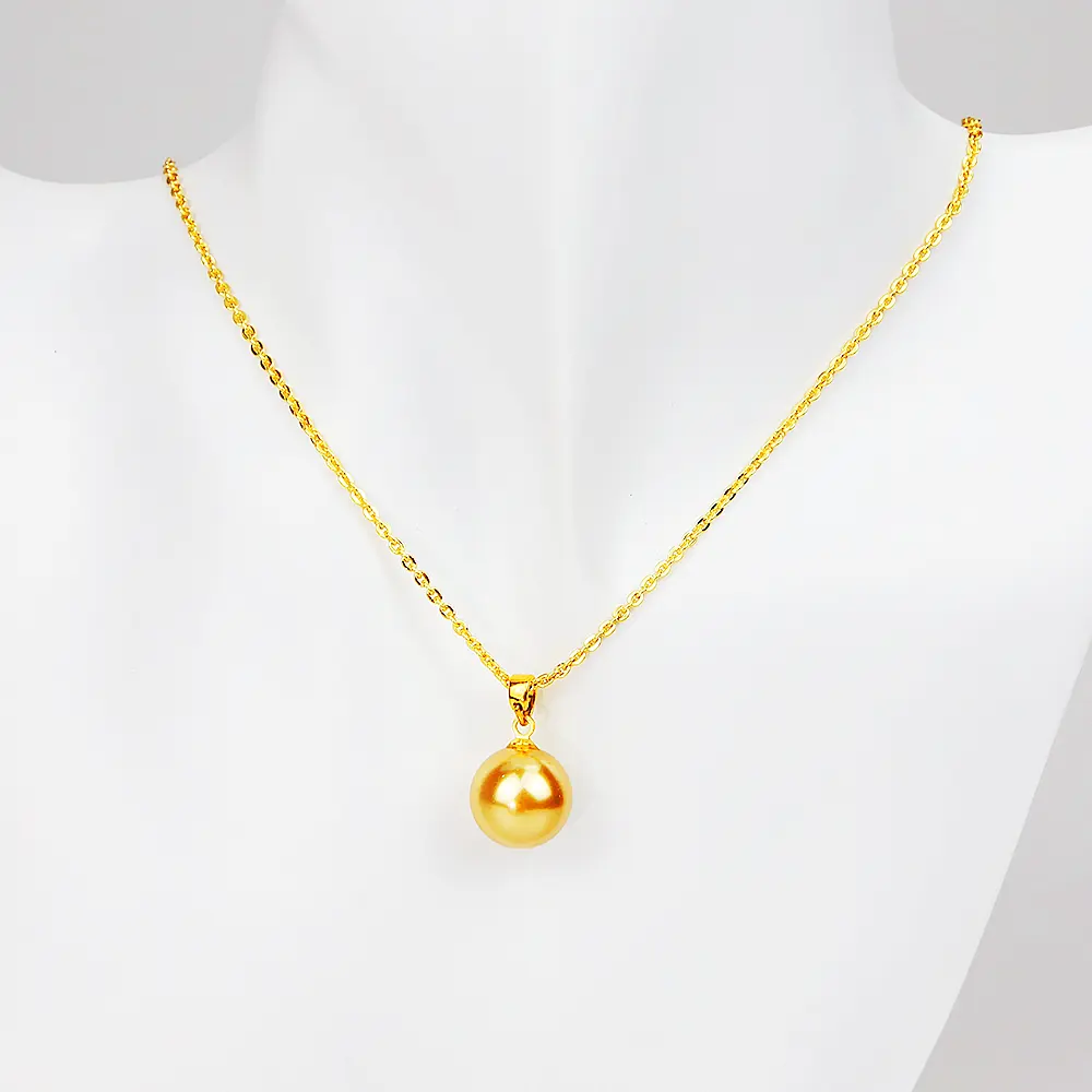 Fashion Jewelry Sets Link Chain jewelry Gold Filled Exquisite Big Glass Pearl Pendant Necklace