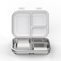 Aohea Conteneur de repas économique Boîte à lunch en acier inoxydable 304 Contenant alimentaire isolé à 3 compartiments Boîte à bento