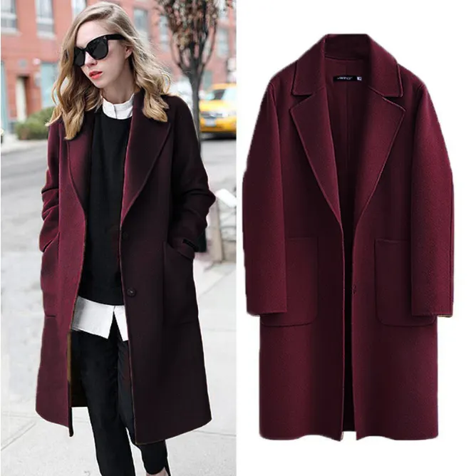Abrigo de lana largo y suelto para mujer, abrigo de lana grueso de algodón, nuevo estilo