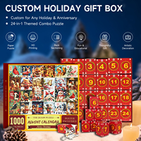 Individuelles Weihnachts-Countdown-Kombi-Puzzle 1000 Teile Santa-Eichhörnchen Nummerierte Mini-Boxen Weißer Karton HD-Druck Matt-Finish