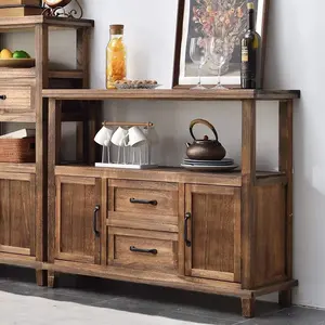 Aparador de madera antigua para cocina, mueble de almacenamiento con cajón y puerta, color marrón, moderno, retro