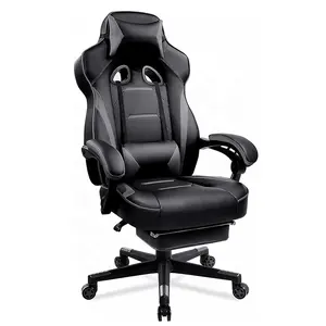 Wholesale Brazil Silla Gamer Factory Direct Sale Grey PU Leather Office Desk High Back Massage Esports Gaming Chair with Legrest