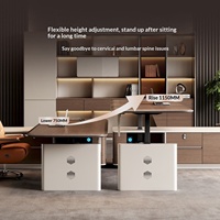 Bureau de direction avec plateau flottant, rangement latéral et design bicolore contemporain