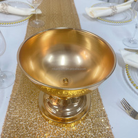 Bol à fleurs en métal doré brillant Centres de table de mariage Décoration piédestal aux teintes dorées Bol à fleurs Présentoir de table de mariage
