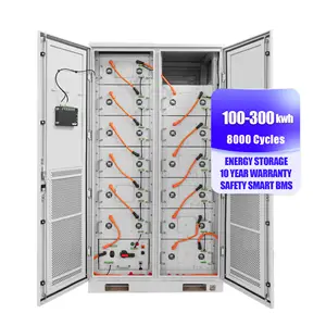 定制100kWh 200kWh 500kWh 1MW容量Lifepo4锂电池，用于室外集装箱太阳能存储系统