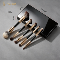 YANJIE – Nouvel ensemble de pinceaux de maquillage portables à double embout avec étui miroir et pinceaux doux pour estomper les fards à paupières, idéal pour les voyages (vente en gros)