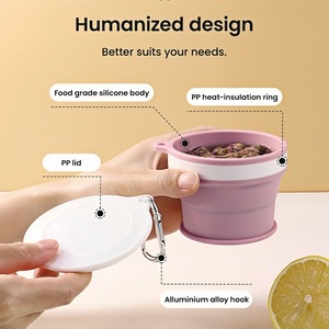 Gobelet à eau pliable en silicone réutilisable, écologique, sans BPA, 170 ml, 200 ml, 6 oz, petit format de poche, avec couvercle - Product Image 3