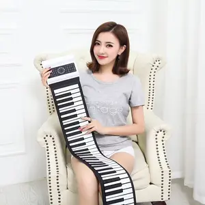 88 Tombol Digital Keyboard Piano Anak Berlatih Silikon Lembut Keyboard Roll Up Piano
