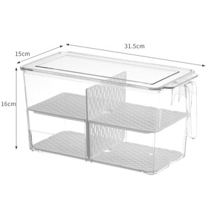 Refrigerator <b>Storage</b> Box Transparent PET With Lid And Handle <b>For</b> Fruit Vegetable <b>Storage</b> <b>Kitchen</b> Organizing Container - Product Image 5