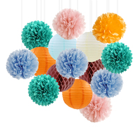 EASTTERN Décoration de fête, lanternes en papier, 15 pièces, anniversaire, bébé, fête prénatale, pompons en papier, nid d'abeille, fournitures de décoration suspendues pour mariage