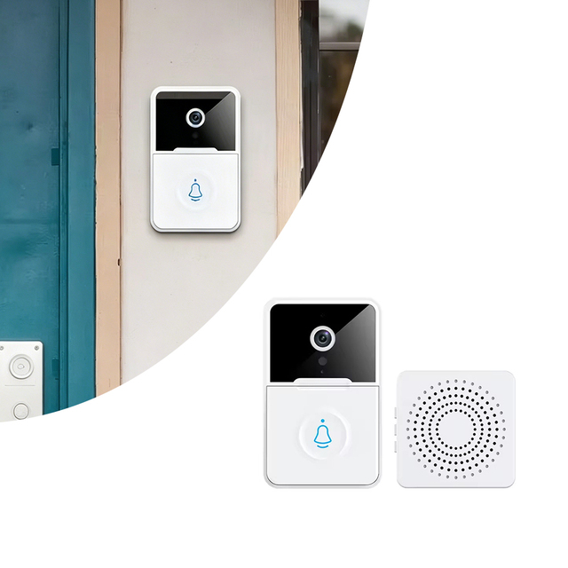 WiFi Smart Two Way Audio and Motion Detection Wireless Doorbell with HD Camera with Chime for Home Office Safety