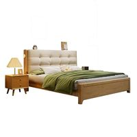 2025 Mobilier de chambre à coucher moderne Lit double en bois massif avec tête de lit souple Cadre de lit en bois bon marché pour appartement King Size