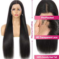 Perruque 360 Full Lace en Cheveux Humains, Perruques Brésiliennes en Cheveux Humains Vierges, Perruques Lace Front Pas Chères, Perruques Frontales HD Transparentes pour Femmes Noires