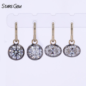 Women's Classic 18K Yellow Solid Gold 1ct 1.5ct HPHT CVD Lab Diamond <b>Earring</b> Hoop - Product Image 1