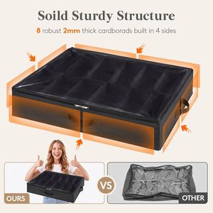 Foldable Fabric <b>Under</b> <b>Bed</b> Shoe Storage Bag, Dustproof Shoe Organizer Container for Bedroom Closet - Product Image 3