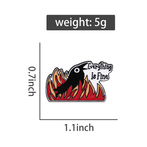 Tout est fin émail broche noir corbeau flamme broche drôle dessin animé Badge bijoux cadeau pour sacs vêtements amis - Product Image 6