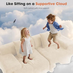 Sofá Seccional Modular con 2 Otomanas Móviles, Sofá Cama Acogedor Tipo Nube, Sofás sin Estructura para Sala de Estar, No Requiere Ensamblaje - Product Image 5