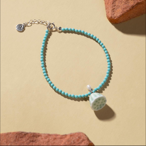 Lotus Pod Pulsera <span class=keywords><strong>de</strong></span> cuentas <span class=keywords><strong>de</strong></span> vidrio verde Joyería <span class=keywords><strong>de</strong></span> moda <span class=keywords><strong>de</strong></span> aleación Premium con cuentas <span class=keywords><strong>de</strong></span> vidrio turquesa y <span class=keywords><strong>perlas</strong></span> <span class=keywords><strong>de</strong></span> agua dulce - Product Image 1
