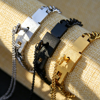 Ensemble de bijoux de mode pour couple, bracelet en acier inoxydable plaqué or 18 carats avec fermoir en forme de cœur et collier avec pendentif clé, cadeau de mariage