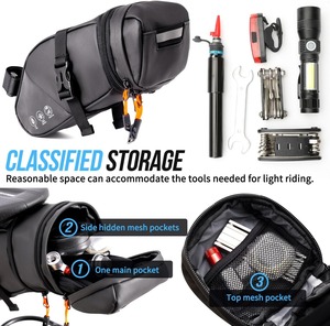Ausziehbare hoch reflektierende 2L Mountain Road Travel Fahrrads attel tasche Wasserdichte Fahrrads itz taschen zur Aufbewahrung von Werkzeugen - Product Image 3