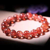 Bracelet en quartz doré naturel brésilien de qualité supérieure, rouge doré scintillant, pour un cadeau de luxe haut de gamme