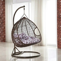 Meubles de jardin modernes pour l'extérieur, hamac suspendu en fer forgé, chaise à bascule en forme de larme, chaise à bascule suspendue en forme d'œuf avec support