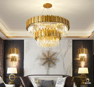 APCITL Modern Gold-plated Round Chandelier with Crystals LED Dimmable Warm <strong>White</strong> <strong>Hanging</strong> for Home &amp; Hotel - Product Image 4